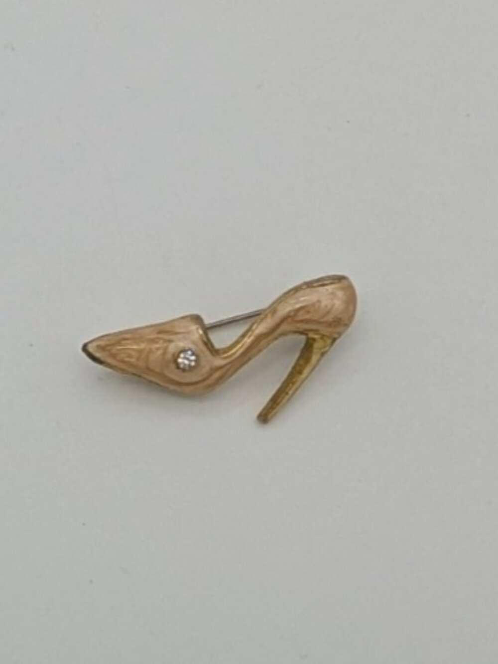 Stiletto Shoe Brooch Enamel Rhinestone Figural Vintage High Heel Shoe Pin